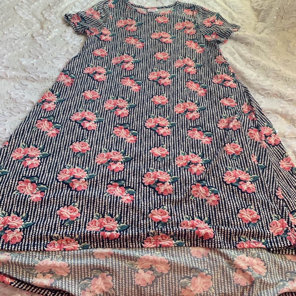 Lula roe Carly dress floral large Euc
